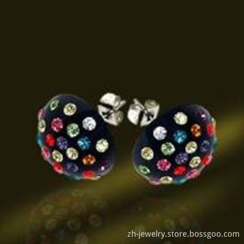 Rhinestone Stud Earrings, Made of Alloy